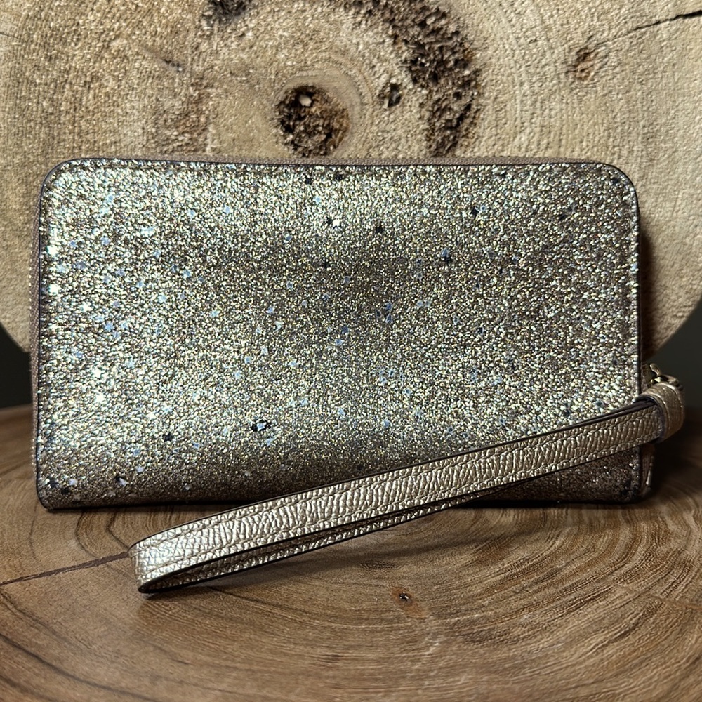 *HTF* COACH Gold Star Glitter Phone Wallet - Picture 3 of 17